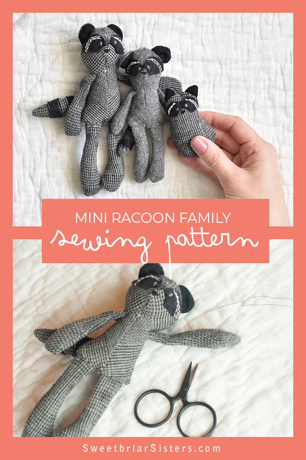 mini racoon family sewing pattern