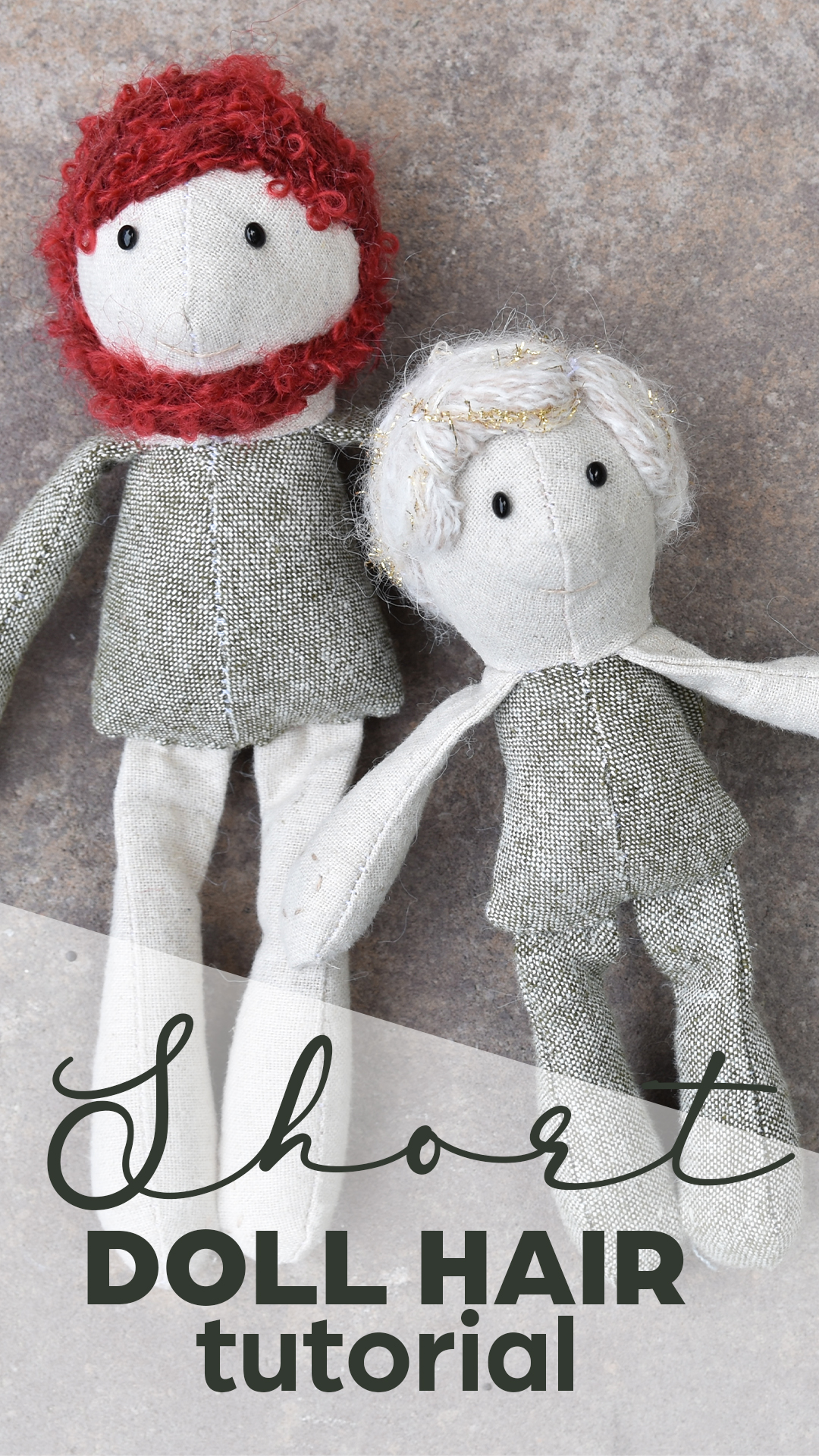 two elf dolls with yarn hair