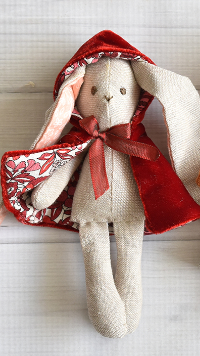 bunny doll in red velvet cape