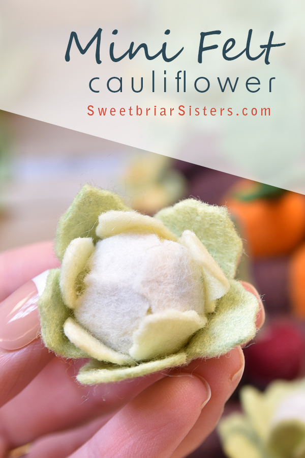 miniature felt cauliflower tutorial