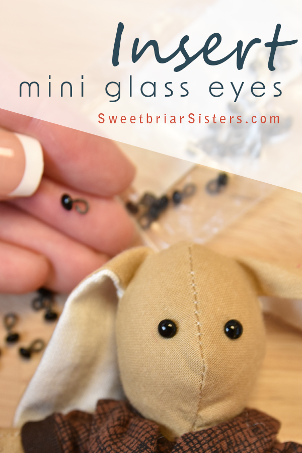 how to insert a glass eye with a metal loop into a soft toy